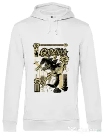 Hoodie barbat cu gluga Godzilla Alb