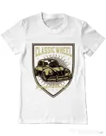Tricou ADLER barbat Classic Wheel Alb