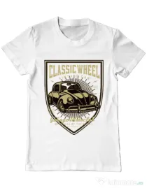 Tricou ADLER barbat Classic Wheel Alb