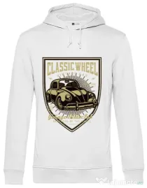 Hoodie barbat cu gluga Classic Wheel Alb