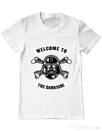 Tricou ADLER barbat Welcome To The Darkside Alb