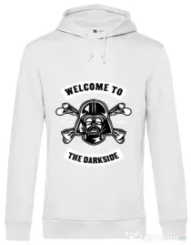 Hoodie barbat cu gluga Welcome To The Darkside Alb