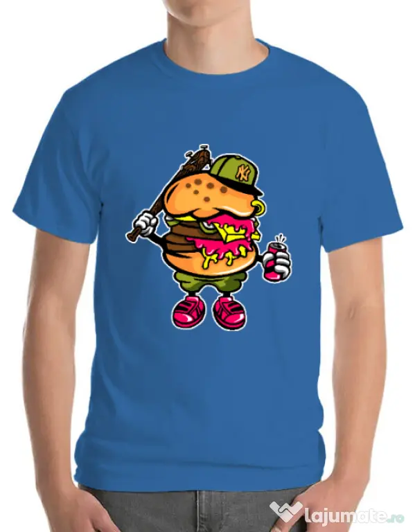 Tricou ADLER barbat Bastard burger Albastru azuriu