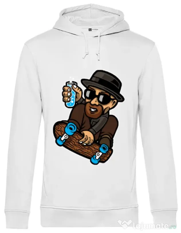 Hoodie barbat cu gluga Chemical board Alb