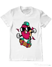Tricou ADLER barbat Donut skater Alb