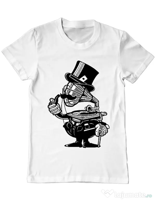 Tricou ADLER barbat Gramophone head Alb