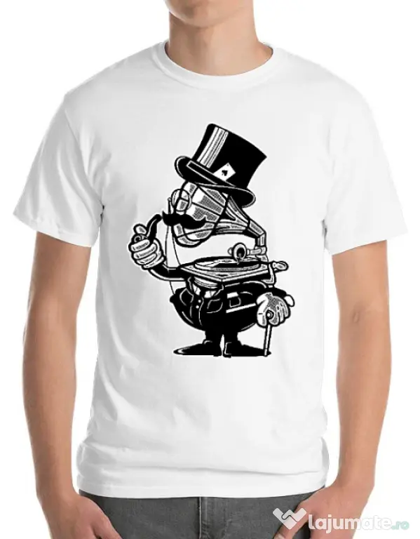 Tricou ADLER barbat Gramophone head Alb