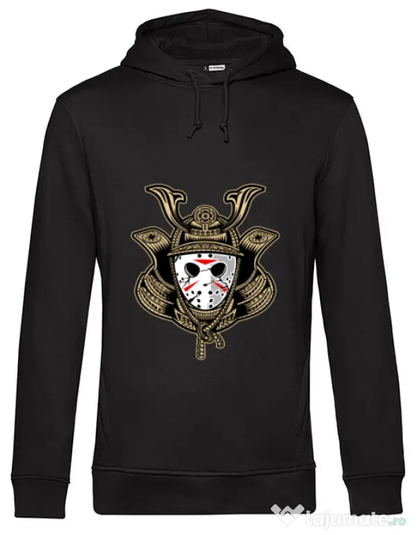 Hoodie barbat cu gluga Samurai Jason Negru