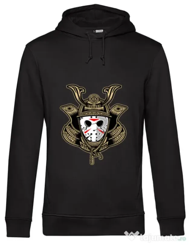 Hoodie barbat cu gluga Samurai Jason Negru