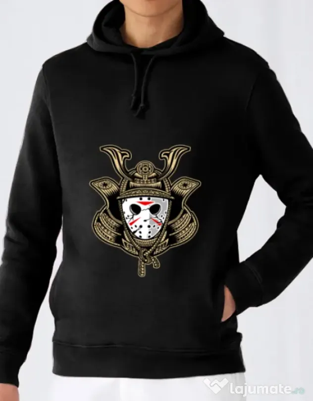Hoodie barbat cu gluga Samurai Jason Negru