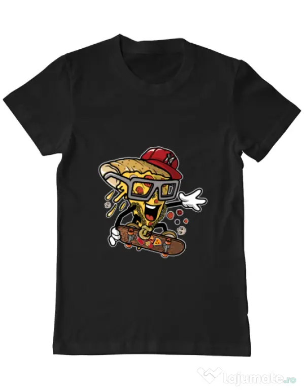 Tricou ADLER barbat Pizza Skater Negru