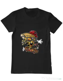 Tricou ADLER barbat Pizza Skater Negru