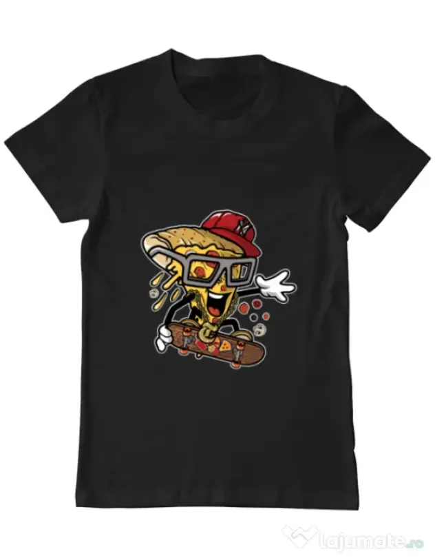 Tricou ADLER barbat Pizza Skater Negru