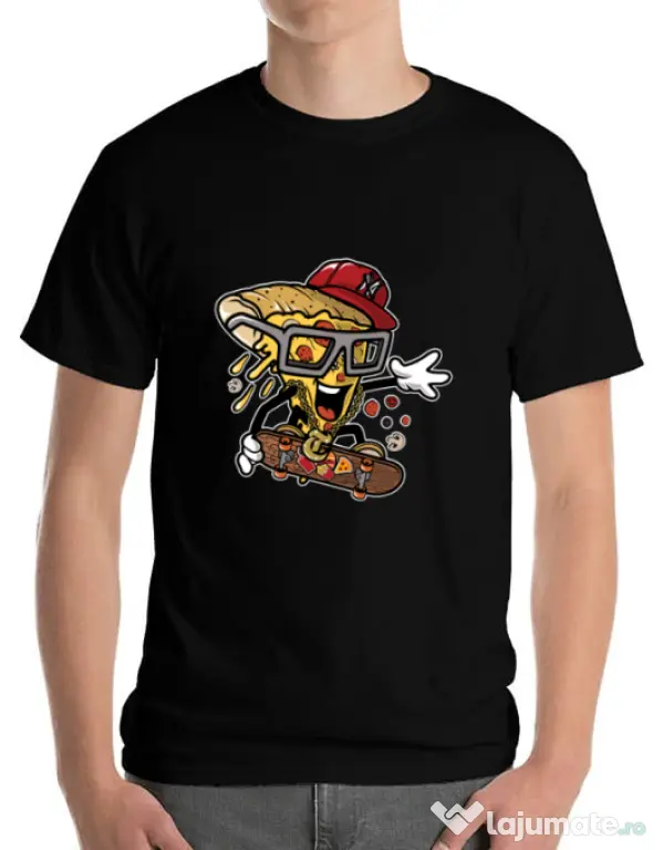 Tricou ADLER barbat Pizza Skater Negru