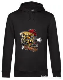 Hoodie barbat cu gluga Pizza Skater Negru