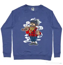 Bluza ADLER barbat Pizza Beard Albastru melanj