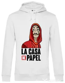 Hoodie barbat cu gluga Money heist Alb