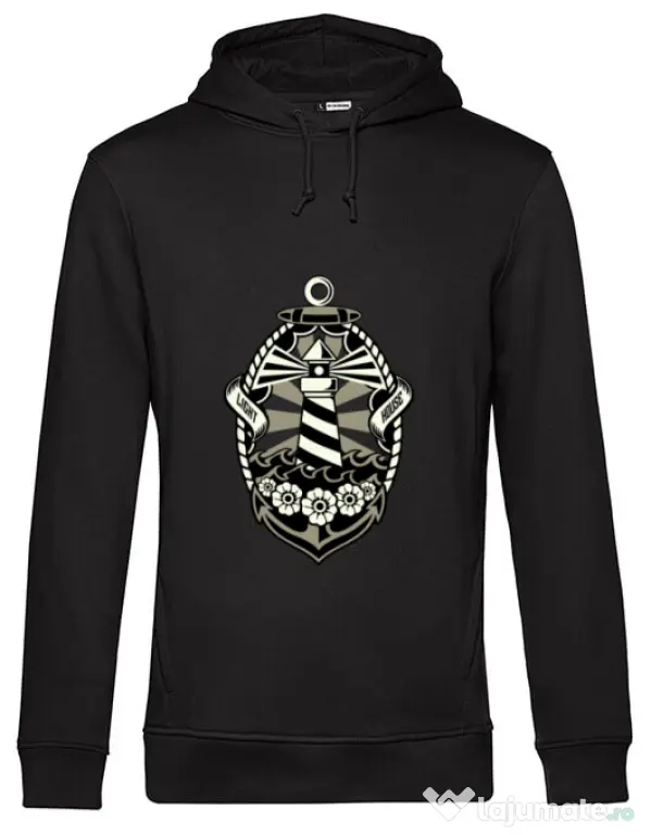 Hoodie barbat cu gluga Lighthouse Negru