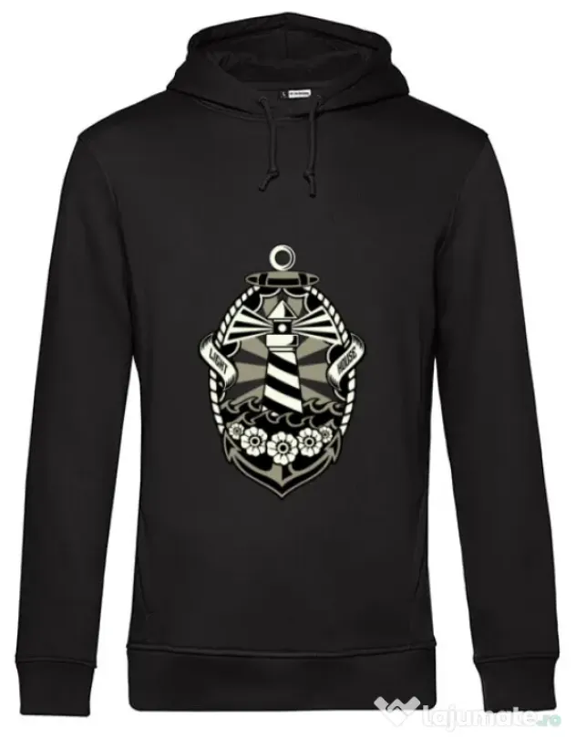 Hoodie barbat cu gluga Lighthouse Negru