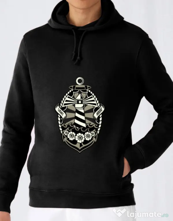 Hoodie barbat cu gluga Lighthouse Negru