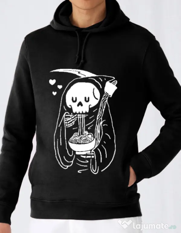 Hoodie barbat cu gluga Ramen Reaper Negru