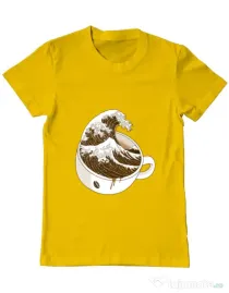 Tricou ADLER barbat The Great Wave off Coffee Galben