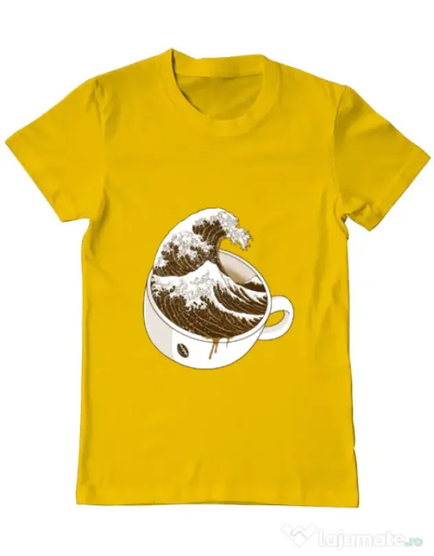 Tricou ADLER barbat The Great Wave off Coffee Galben