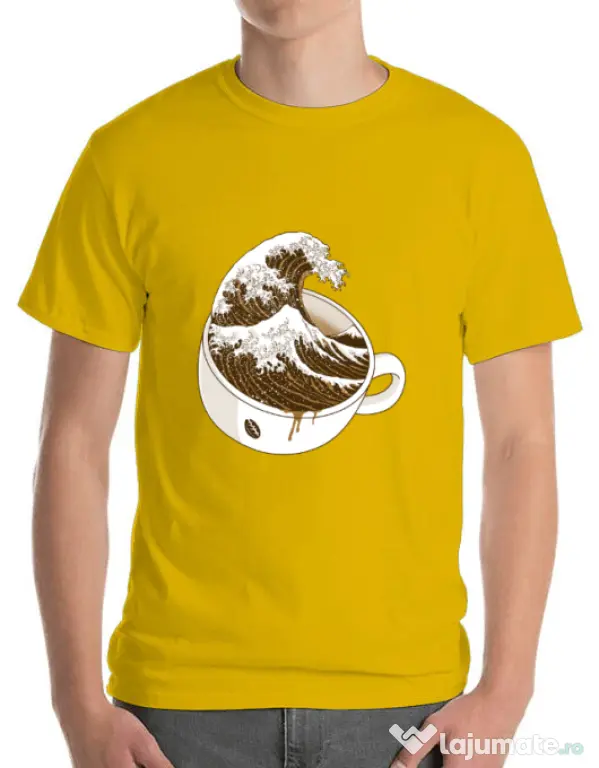 Tricou ADLER barbat The Great Wave off Coffee Galben