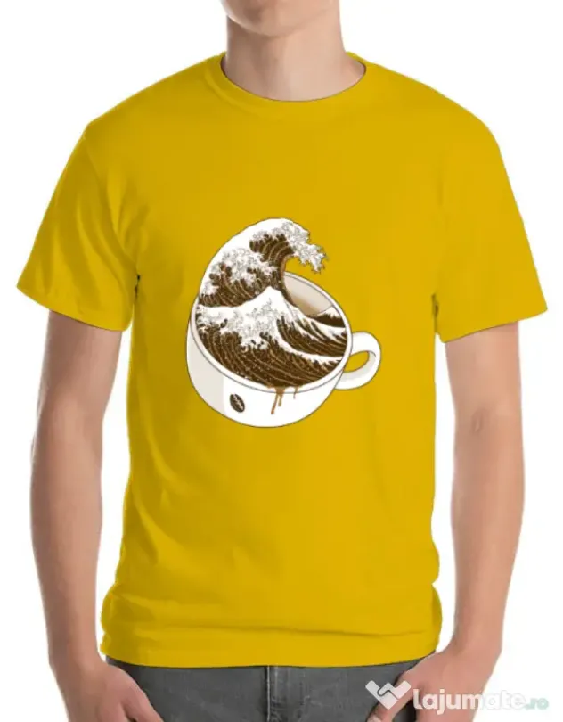 Tricou ADLER barbat The Great Wave off Coffee Galben