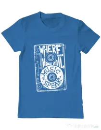 Tricou ADLER barbat Where words fail, music speaks Albastru azuriu