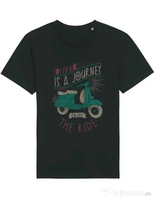 Tricou STANLEY STELLA barbat Life is a journey enjoy the ride Negru