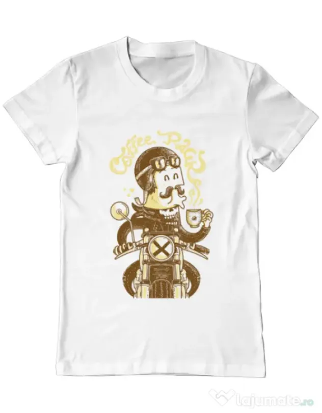 Tricou ADLER barbat Coffee Racer Alb