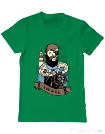 Tricou ADLER barbat Adventure of the Sea Verde mediu