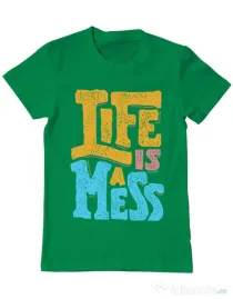 Tricou ADLER barbat Life Is A Mess Verde mediu