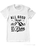 Tricou ADLER barbat All Good Things Are Wild And Free Alb
