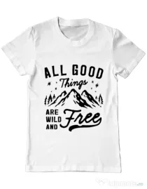 Tricou ADLER barbat All Good Things Are Wild And Free Alb