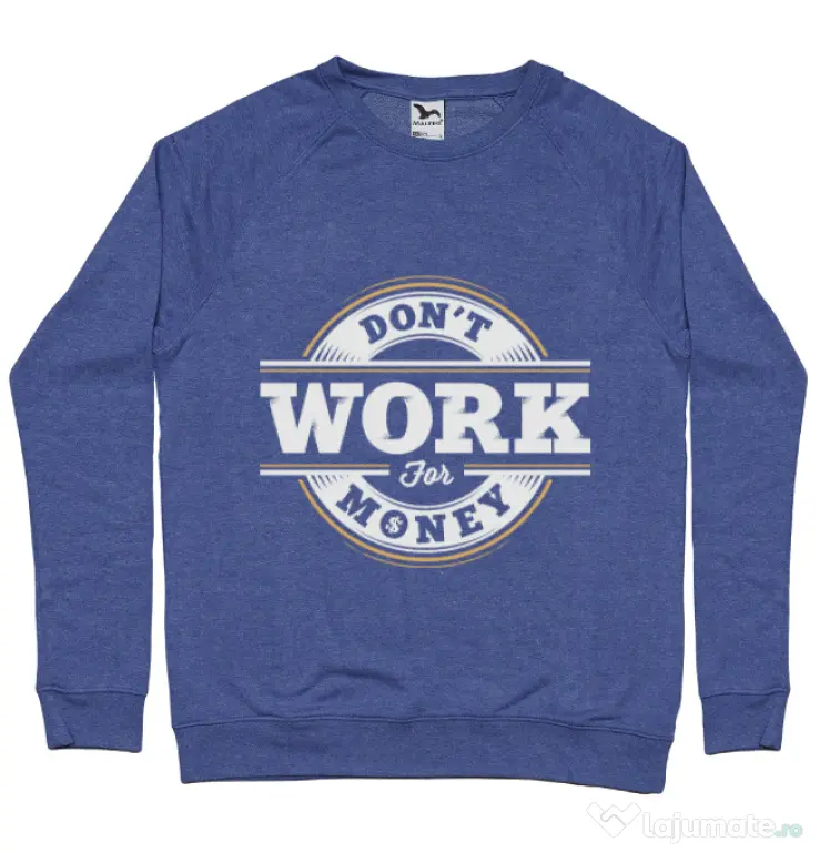 Bluza ADLER barbat Dont work for money Albastru melanj