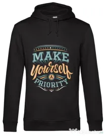 Hoodie barbat cu gluga Make yourself a priority Negru
