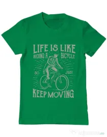 Tricou ADLER barbat Life Is Like Riding A Bicycle Verde mediu