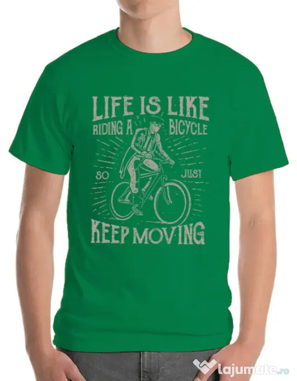 Tricou ADLER barbat Life Is Like Riding A Bicycle Verde mediu