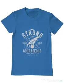 Tricou ADLER barbat Be Strong and Courageous Albastru azuriu