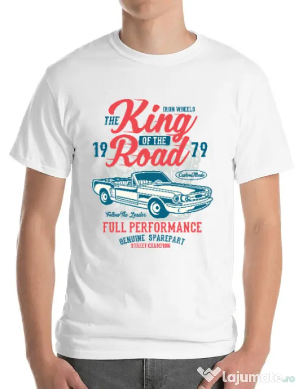 Tricou ADLER barbat King Of The Road Alb