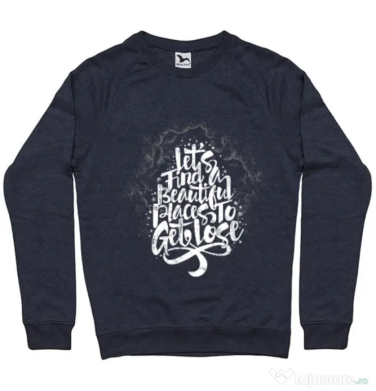 Bluza ADLER barbat Let's find beautiful place to get lost Denim inchis