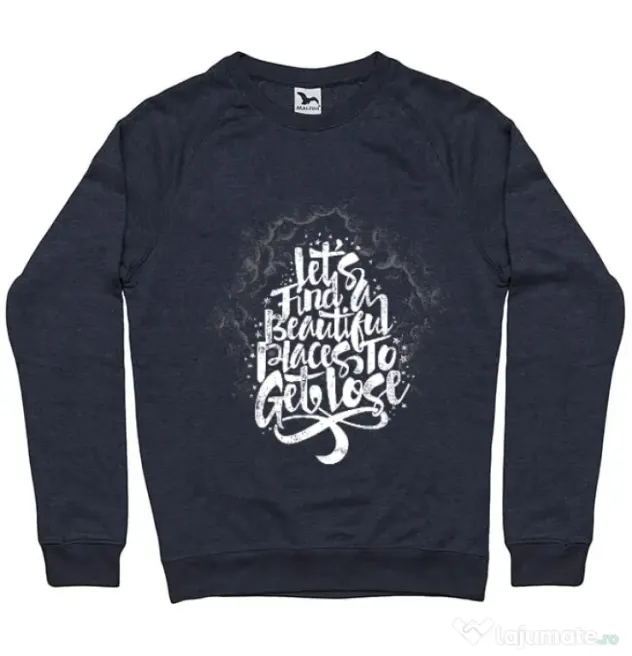 Bluza ADLER barbat Let's find beautiful place to get lost Denim inchis