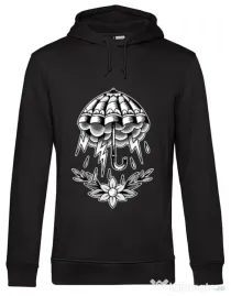 Hoodie barbat cu gluga Umbrella Tattoo Negru