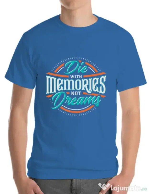 Tricou ADLER barbat Die With Memories Not Dreams Albastru azuriu