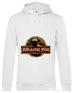 Hoodie barbat cu gluga Jurassic Pug Alb