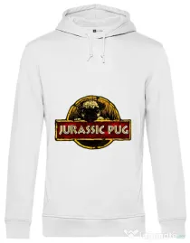 Hoodie barbat cu gluga Jurassic Pug Alb