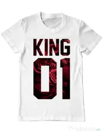 Tricou ADLER barbat Flower king Alb