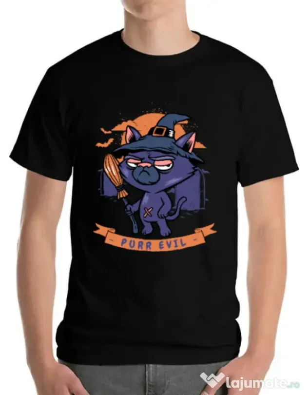 Tricou ADLER barbat Purr halloween Negru